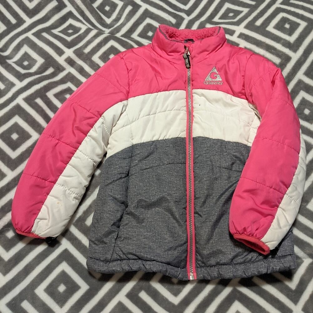 Gerry Kids Pink Gray White Puffer Jacket, Size XS-6